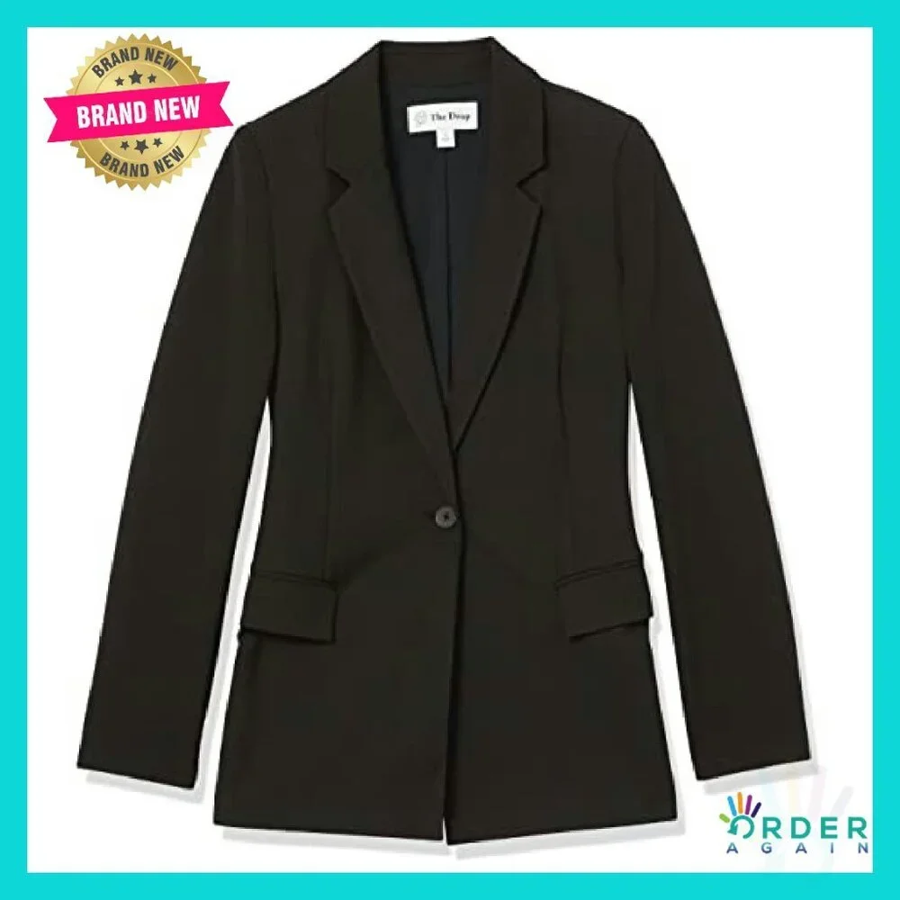 Long Blazer Power Suiting Notched Collar Elegant Minimal Chic Workwear - Picture 6 of 6